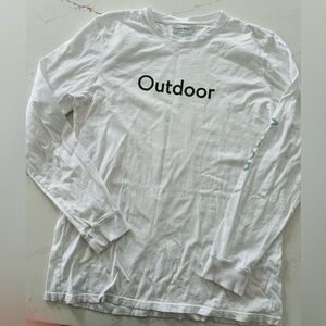 Outdoor Voice Men’s White Long-Sleeve Logo Shirt. Aspen. Size L